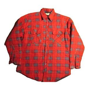 Vintage Men's Flannel Shirt Jacket Medium 1990's Red Insulated Wilderness Grunge